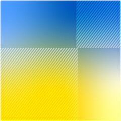 Blue and yellow soft geometric striped gradient background with frame. Abstract Flag of Ukraine