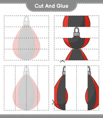Cut and glue, cut parts of Punching Bag and glue them. Educational children game, printable worksheet, vector illustration