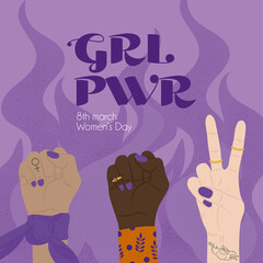 Publicación de girl power para el día de la mujer.