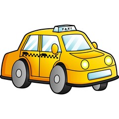 Taxi Cartoon Clipart Colored Illustration