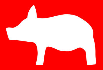 pig, color, shape, silhouette, pork, hog, illustration