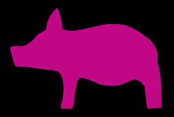 pig, color, shape, silhouette, pork, hog, illustration