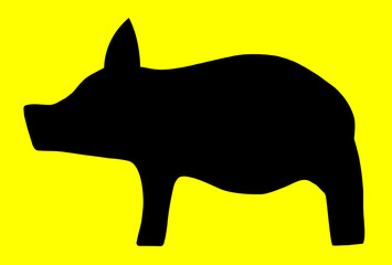 pig, color, shape, silhouette, pork, hog, illustration