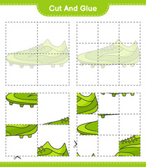 Cut and glue, cut parts of Soccer Shoes and glue them. Educational children game, printable worksheet, vector illustration