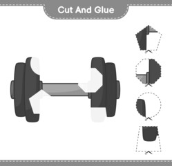 Cut and glue, cut parts of Dumbbell and glue them. Educational children game, printable worksheet, vector illustration
