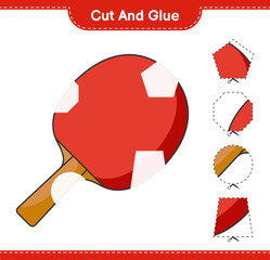 Cut and glue, cut parts of Ping Pong Racket and glue them. Educational children game, printable worksheet, vector illustration