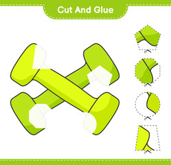 Cut and glue, cut parts of Dumbbell and glue them. Educational children game, printable worksheet, vector illustration