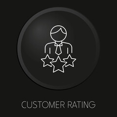 Customer rating minimal vector line icon on 3D button isolated on black background. Premium Vector.