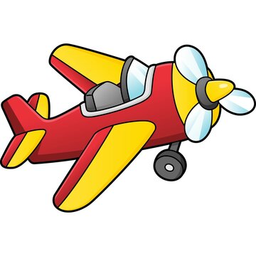 Propeller Plane Cartoon Clipart Illustration