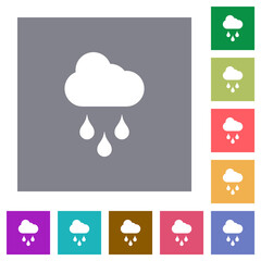 Rainy weather square flat icons
