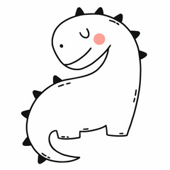 Cute dinosaur. Vector doodle illustration. Dino on white background. Cartoon character. Character for children.