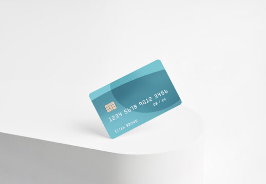 Floating Credit Card Mockup on White Stand