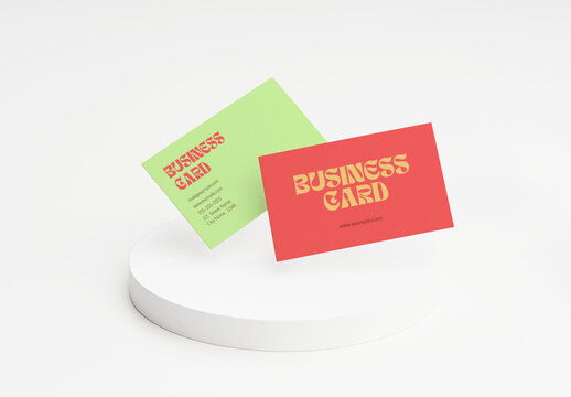 Pair of Business Cards Mockup Floating on White