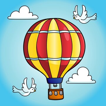 Hot Air Balloon Cartoon Vehicle Illustration
