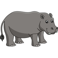 Hippo Cartoon Colored Clipart Illustration