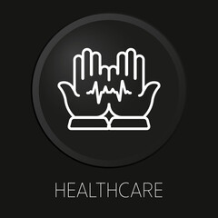 Healthcare minimal vector line icon on 3D button isolated on black background. Premium Vector.