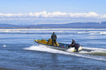 Fishing industry on the russian far East. Sea of Okhotsk. Khabarovsk Krai, Russia.