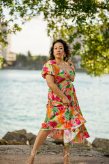 She is fluttering her dress
