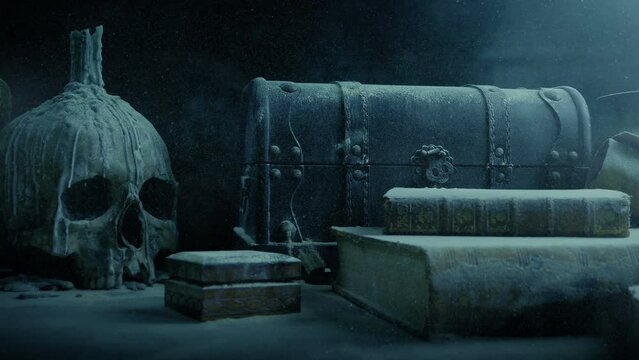 Thick Dust Swirls Around Table In Old Castle