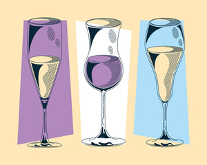 three wine drinks icons