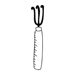 Garden tool doodle icon, shovel, rake, scissors, garden and vegetable garden icon
