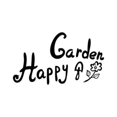 Happy garden doodle lettering
