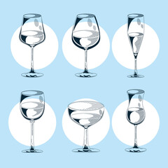 six wine drinks icons