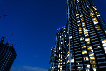 Fototapeta na wymiar Night view of high-rise condominiums in Tokyo, Japan_62