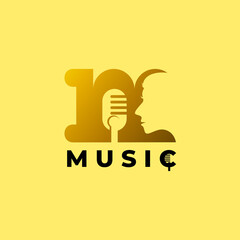 M logo and people icon singing, Music icon vector, simple