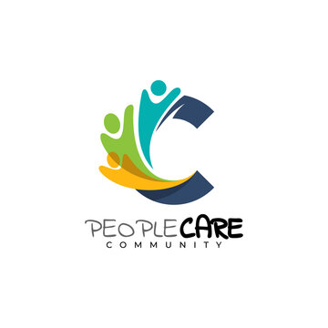 C logo and people care design template, charity icon