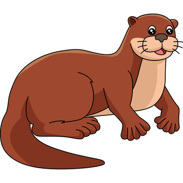 River Otter Cartoon Clipart Illustration