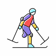 skiing handicapped athlete color icon vector illustration