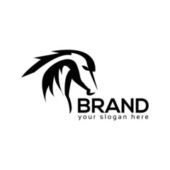 Black horse logo vector. Flat design. Vector Illustration on white background	