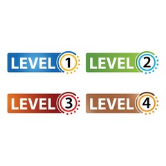 Level colorful button set. vector modern material style buttons	