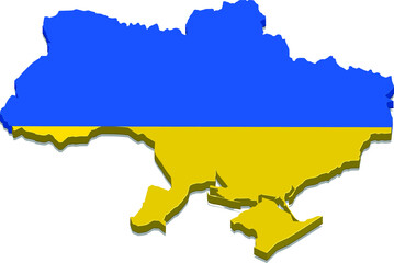 Ukraine country map with flag