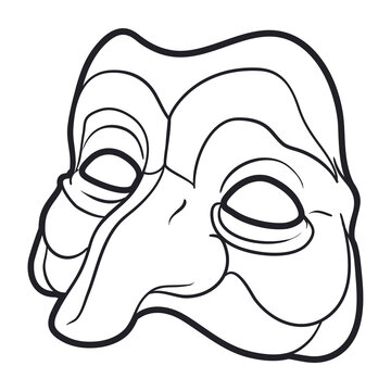 Pantalone mask from Venetian tradition in outlines, Vector illustration