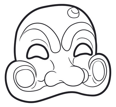 recommend clip art: Traditional Italian Arlecchino mask in outlines to coloring, Vector illustration