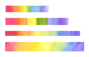 虹色のラインセット　多様性　水彩イラスト