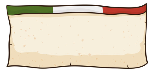 Obraz premium Template with scroll decorated with Italian label in the top, Vector illustration