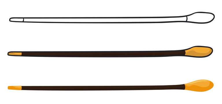 Set with elegant batons in outlines and cartoon style, Vector illustration