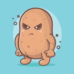 kawaii potato vegetable character mascot with angry gesture isolated cartoon in flat style design 