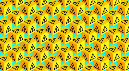 warning sign danger symbol geometric abstract background yellow 3D illustration