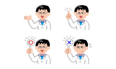 白衣の男性イラストセット