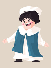 Children doll wearing traditional retro clothes thanksgiving american folklore