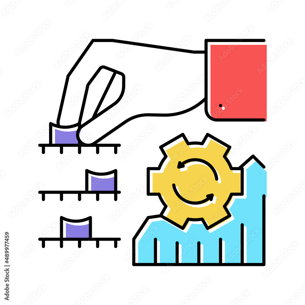 Poster analyzing and optimization color icon vector illustration