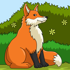Fox Cartoon Colored Clipart Illustration