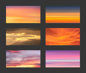 Sunset and sunrise gradients, vector background, gradient mesh