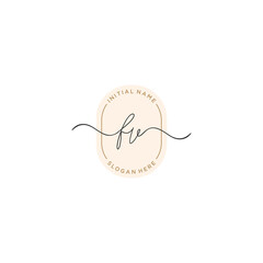 F V FV Initial handwriting logo template vector