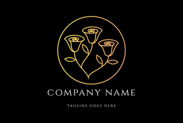 Elegant Luxury Rose Flower Floral for Beauty Spa Cosmetic Logo Design Vector