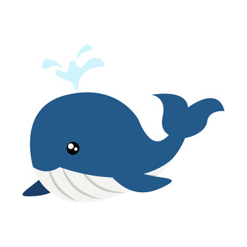 whale cartoon vector illustration isolated object